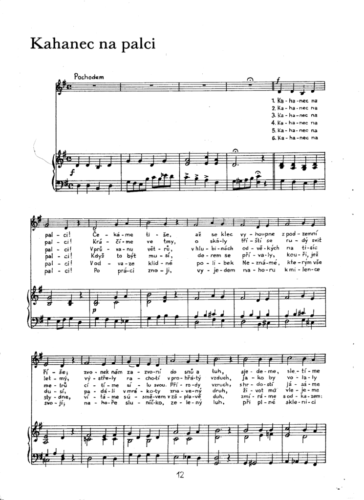 Kahanec na palci, 1. strana