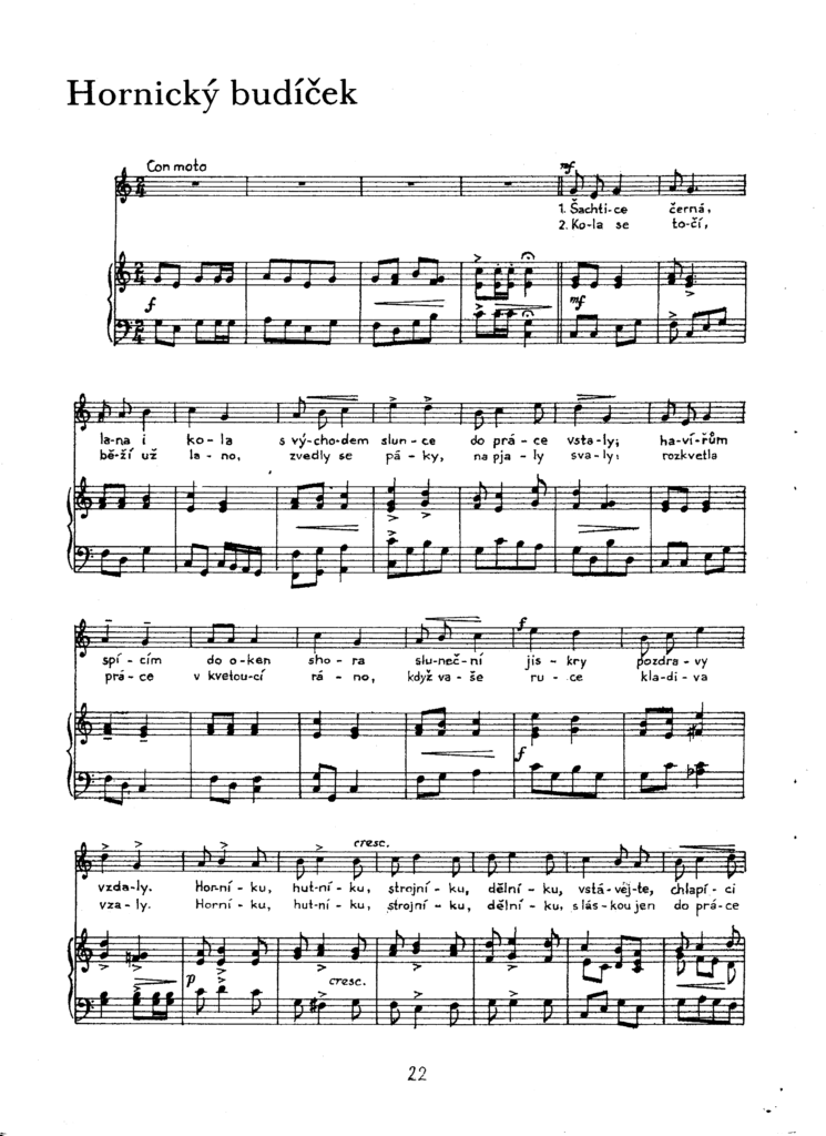 Hornický budíček, 1. strana